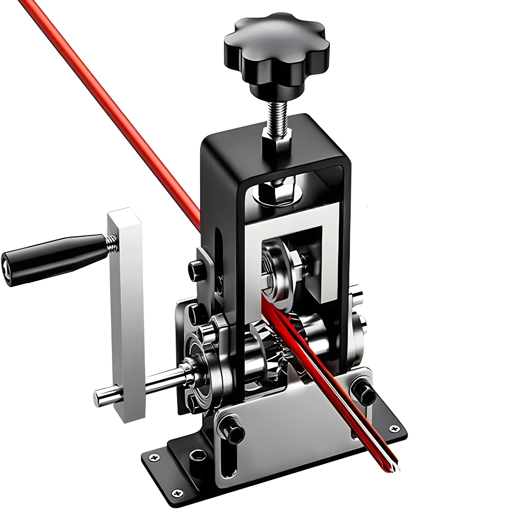 Dunlips wire stripper with adjustable entry panel demonstrates size versatility.