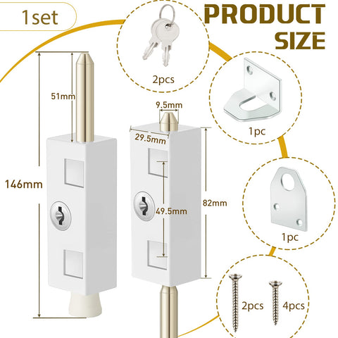 Dunzy patio door lock with keys for quick access control