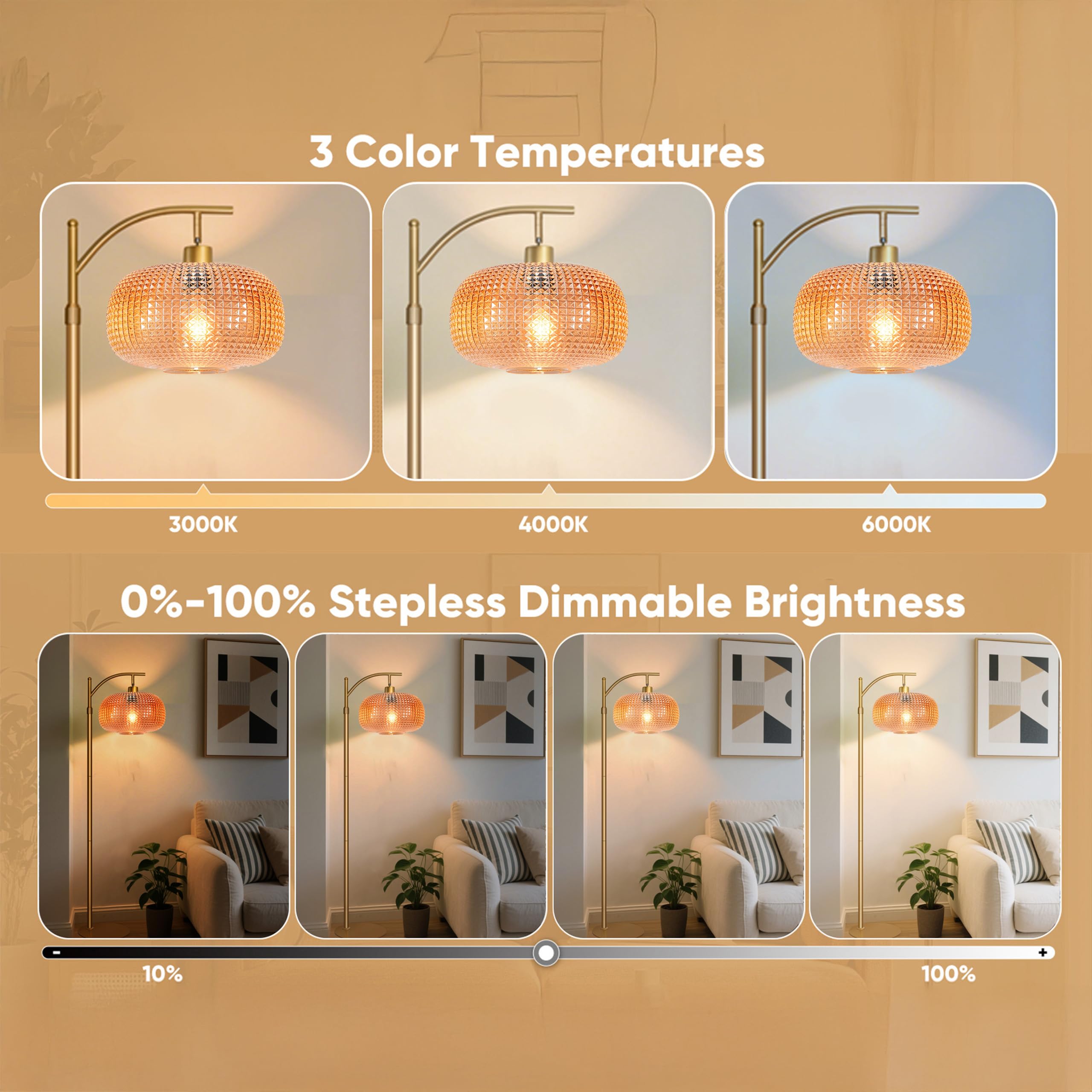 Duoled 12W smart LED bulb included with adjustable color temperature.