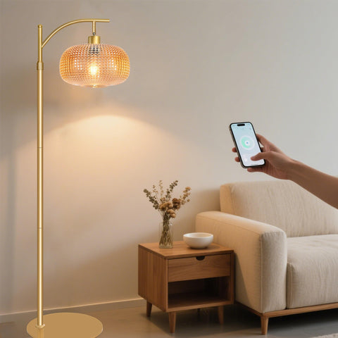 Duoled modern standing lamp in assembly steps for a quick setup.