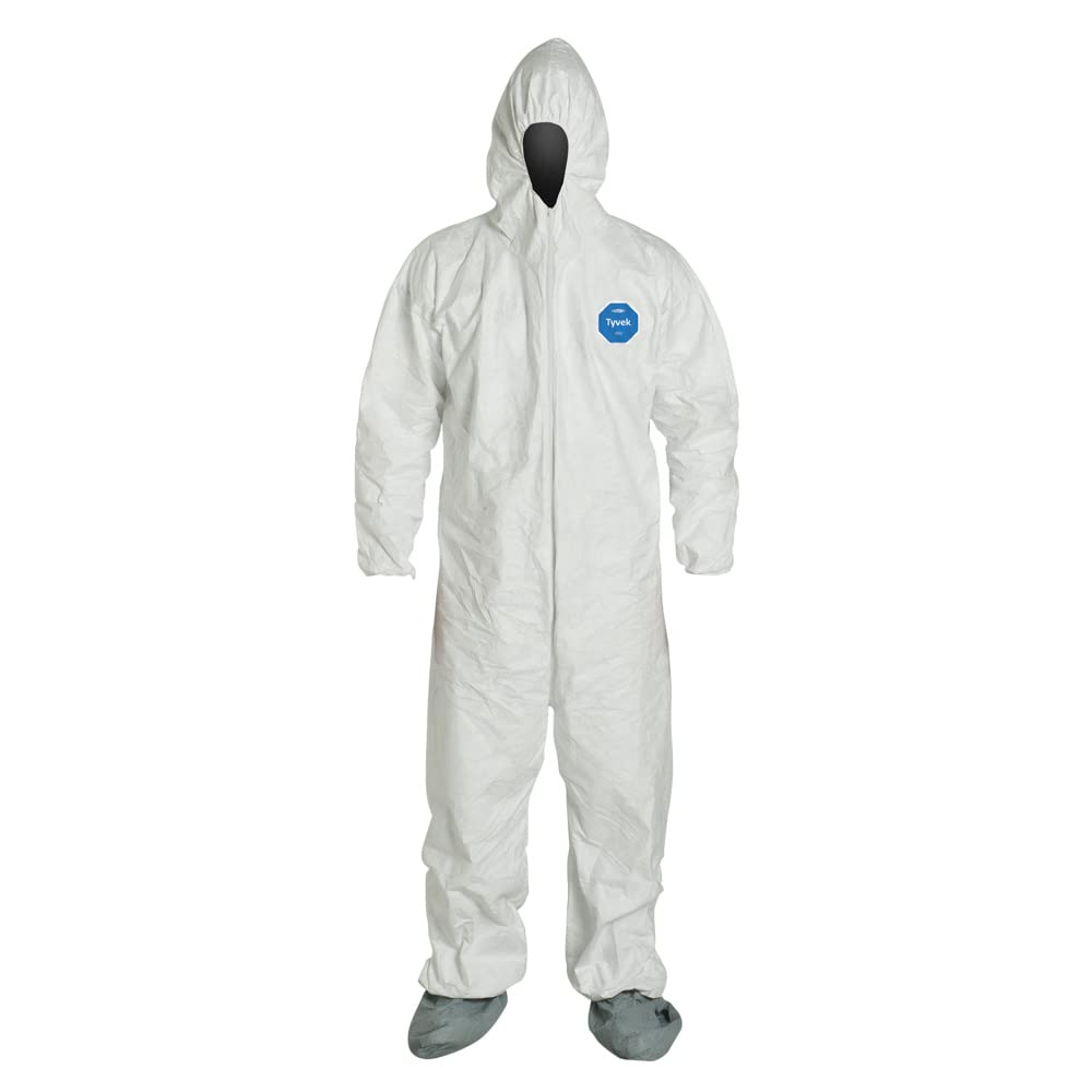 DuPont Tyvek 400 coverall with hood for comfortable protection during cleanup.