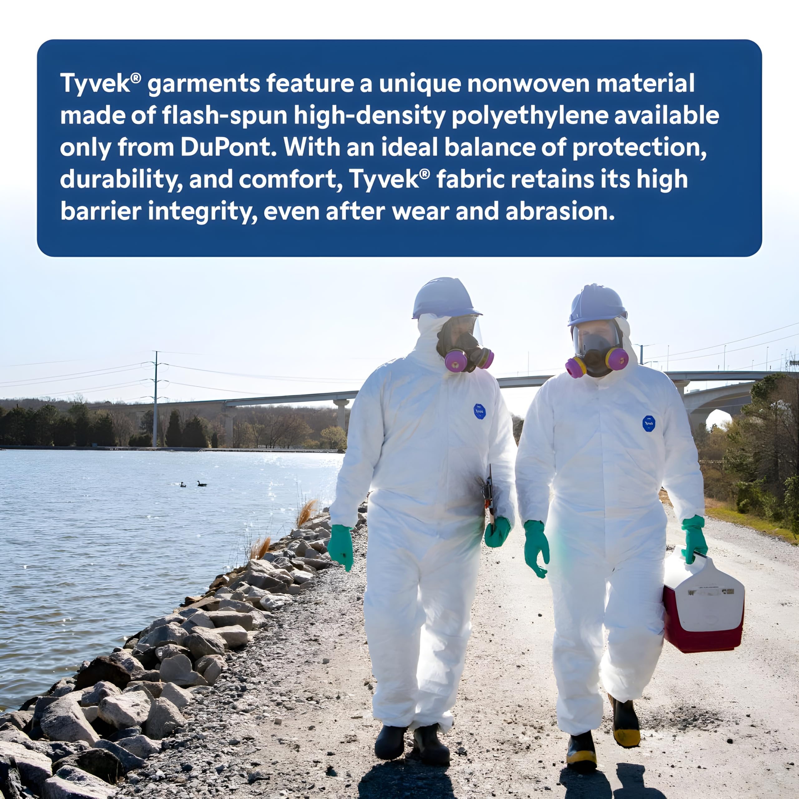 Durable Tyvek 400 fabric offers a reliable particle barrier.