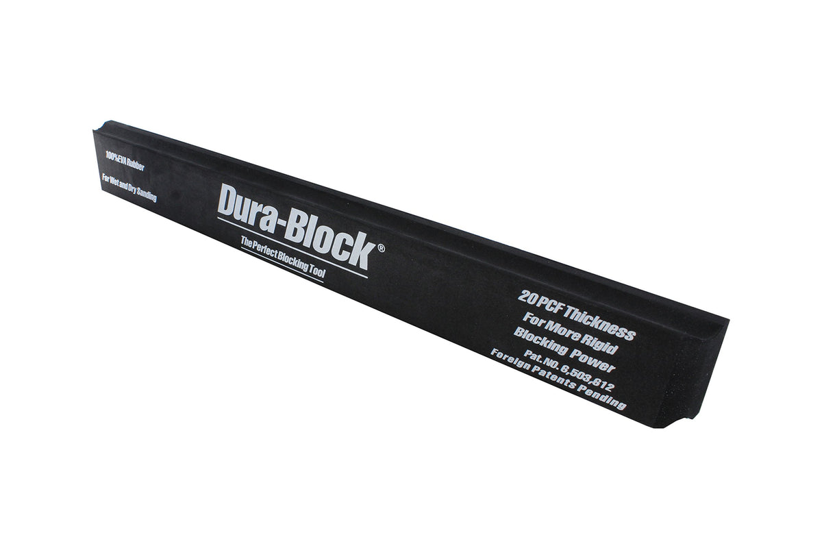 Dura-Block AF4409 long sanding block front view, ideal for flat panels and gentle curves.