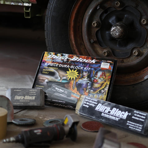 Dura-Block kit-contents shows the complete set of flexible sanding blocks.