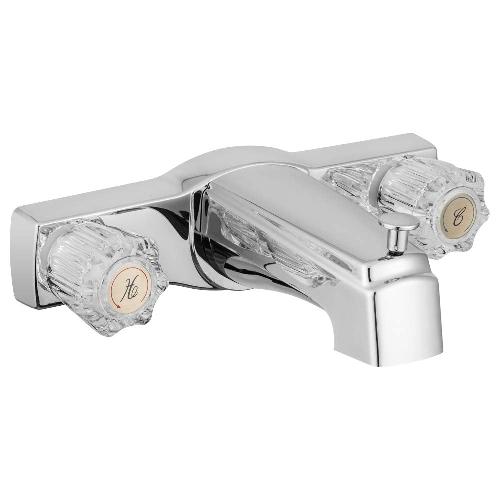 Dura Faucet knob close-up with crystal acrylic finish for precise temperature control.