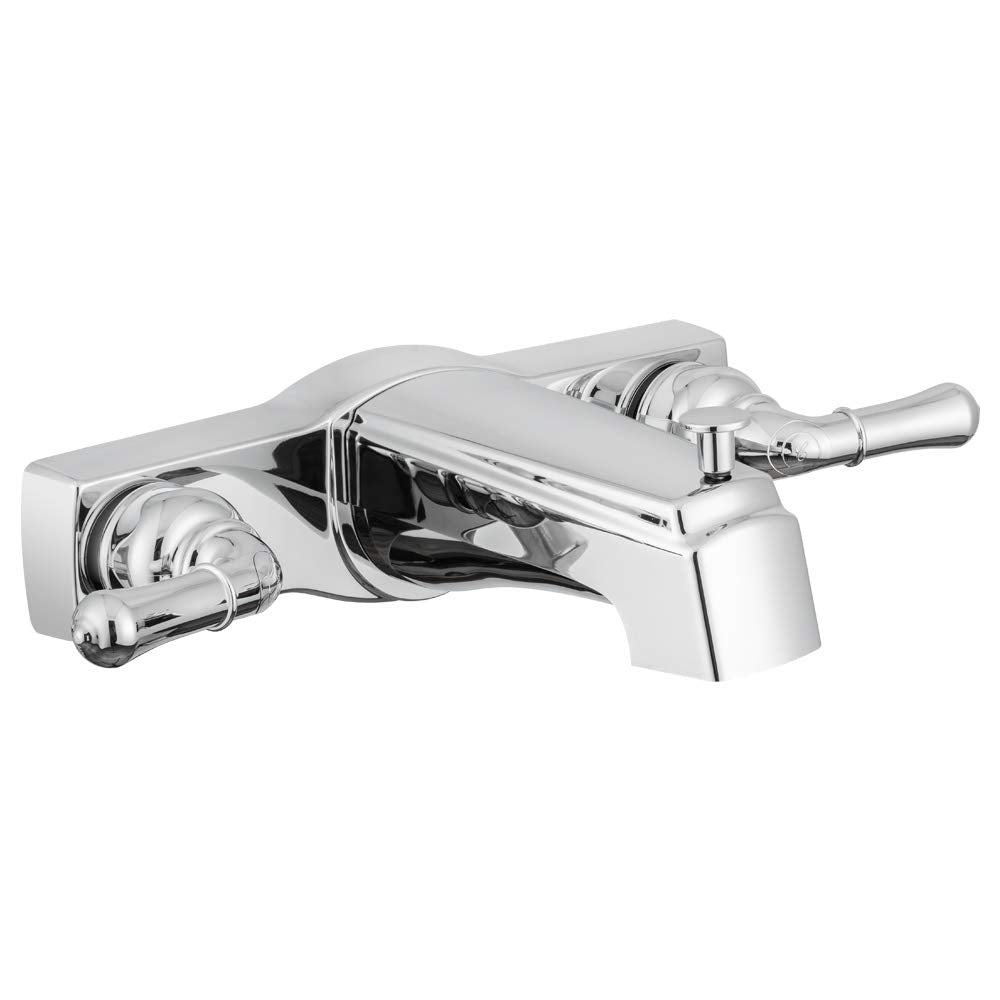 Dura Faucet two-handle classic tub and shower diverter in chrome for precise temperature control.