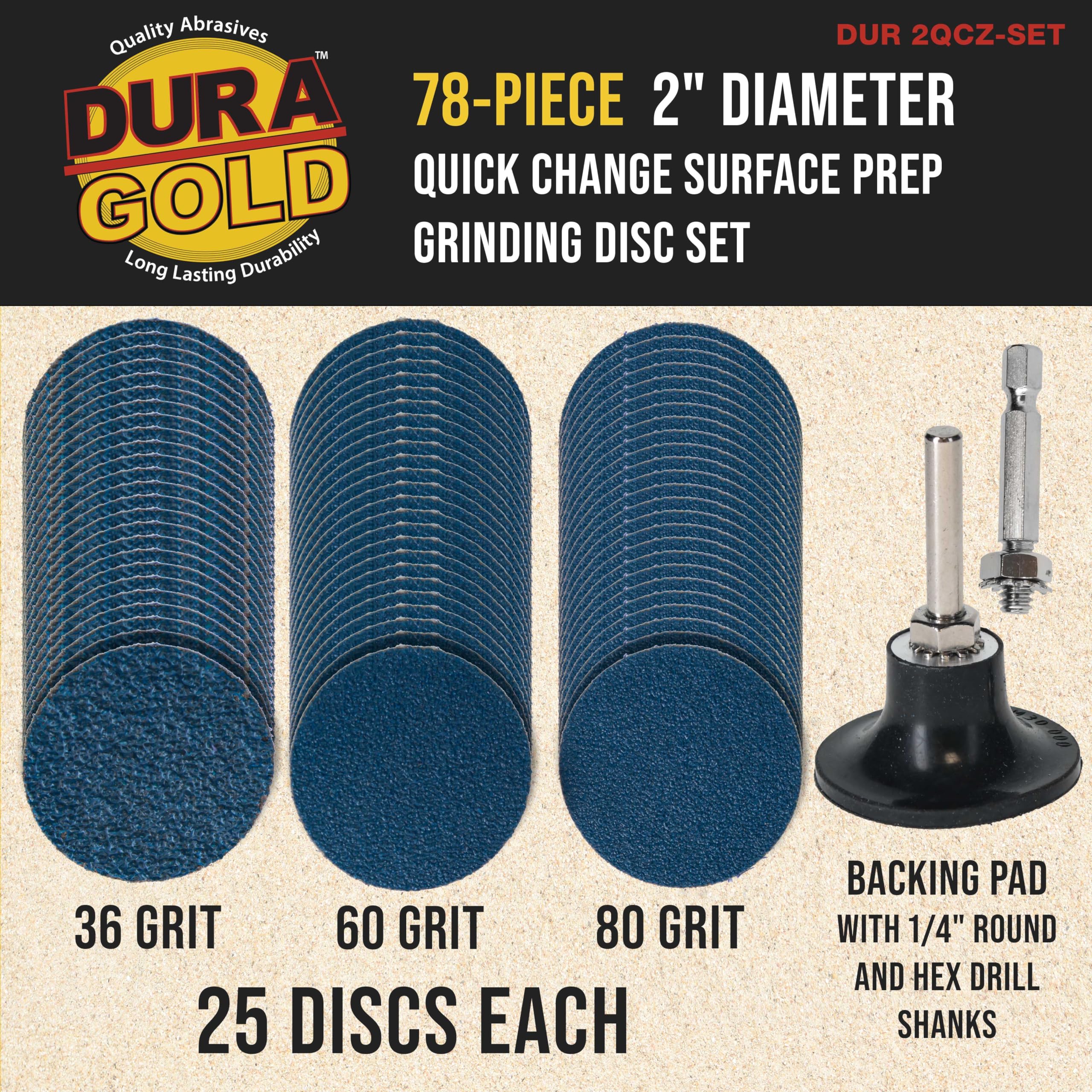 Dura-Gold 2in disc 60 grit with backing pad for balanced finish