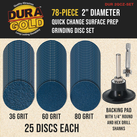 Dura-Gold 2in disc 60 grit with backing pad for balanced finish