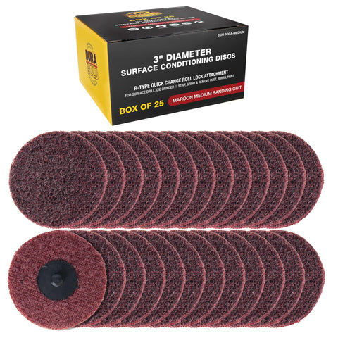 Dura-Gold 3in maroon medium sanding disc for fast surface prep and smooth finish.