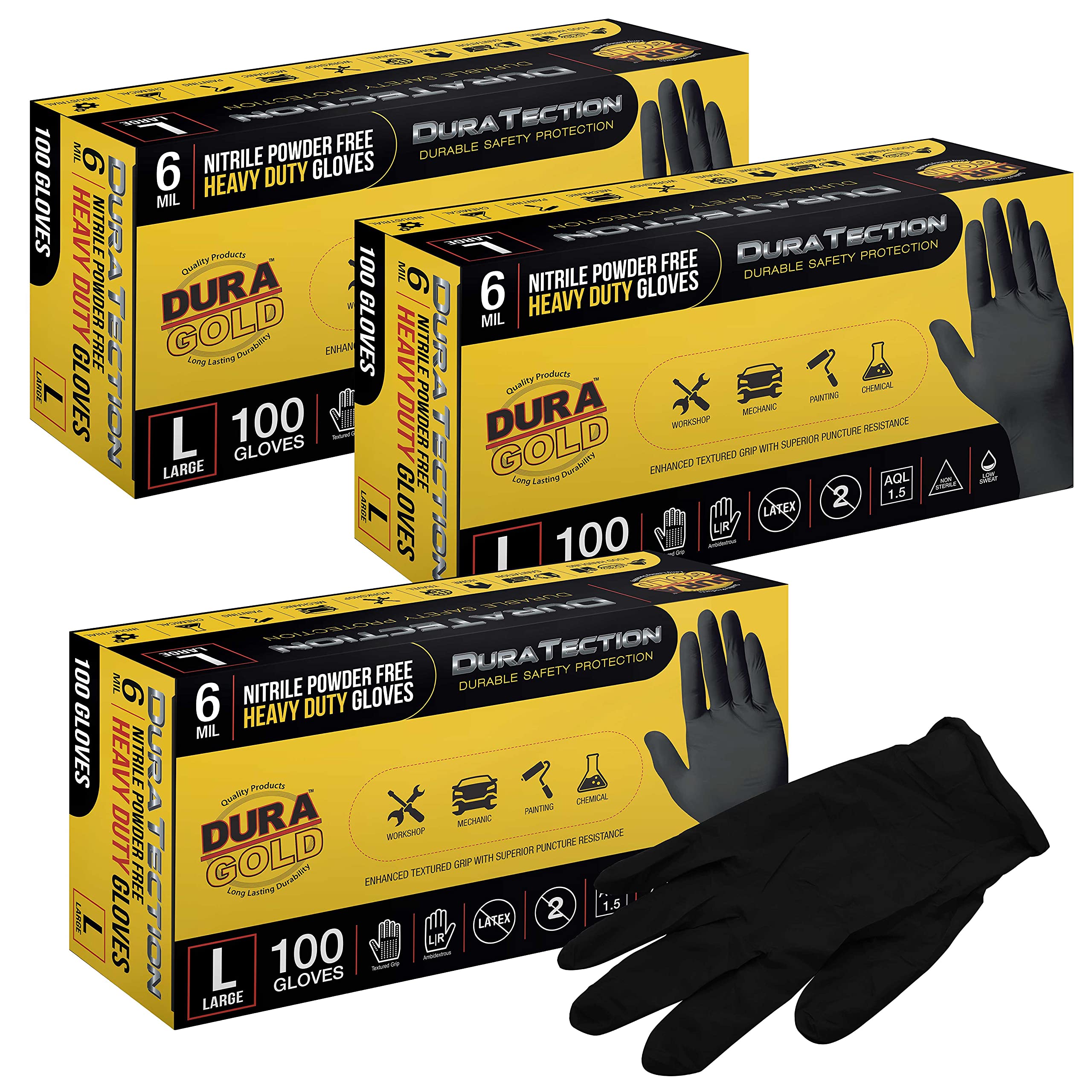 Dura-Gold HD black nitrile gloves box 100 XXL for reliable protection