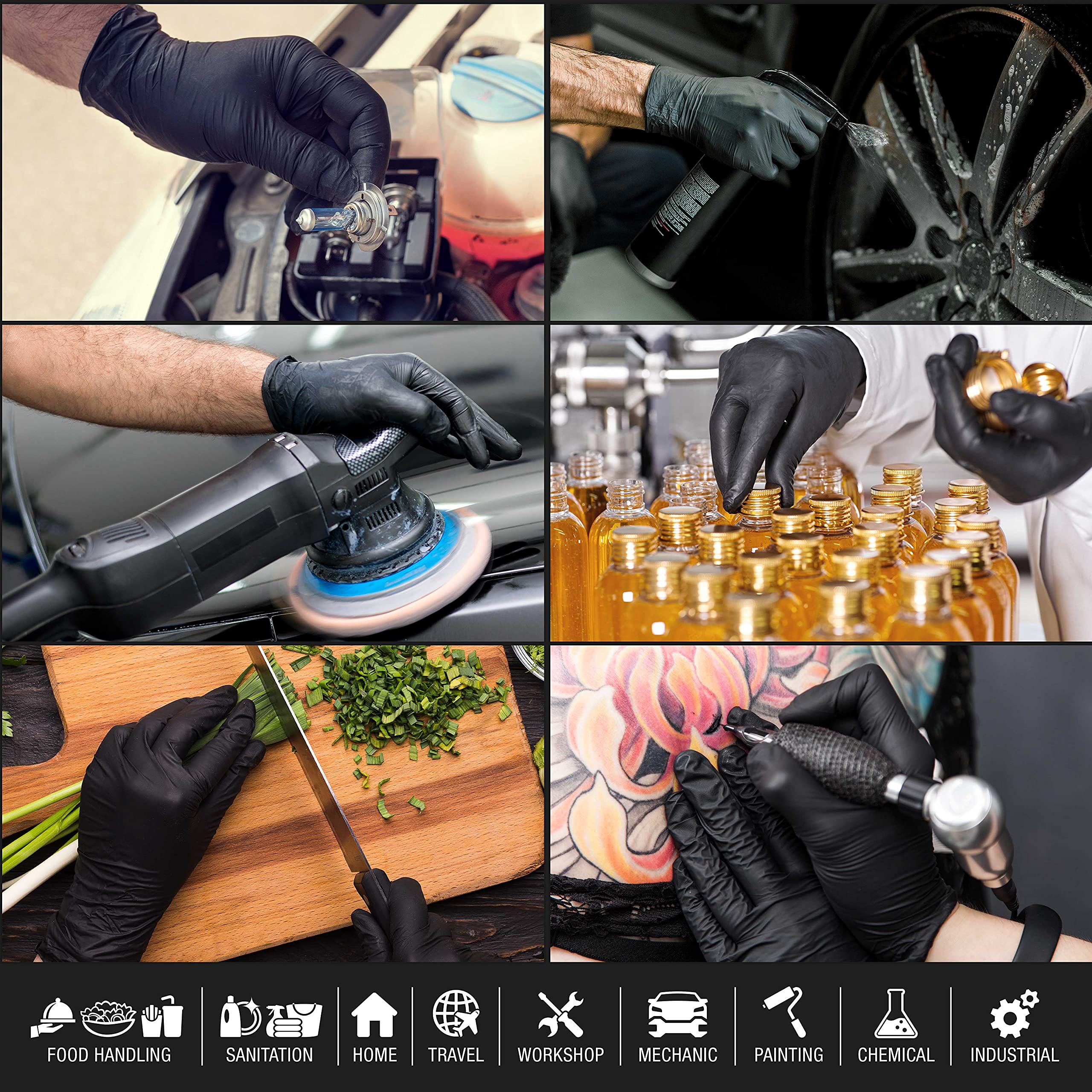 Dura-Gold HD black nitrile gloves food-safe for kitchen tasks