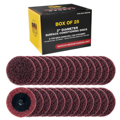 Dura-Gold maroon 2-inch disc for rust removal and smooth sanding.