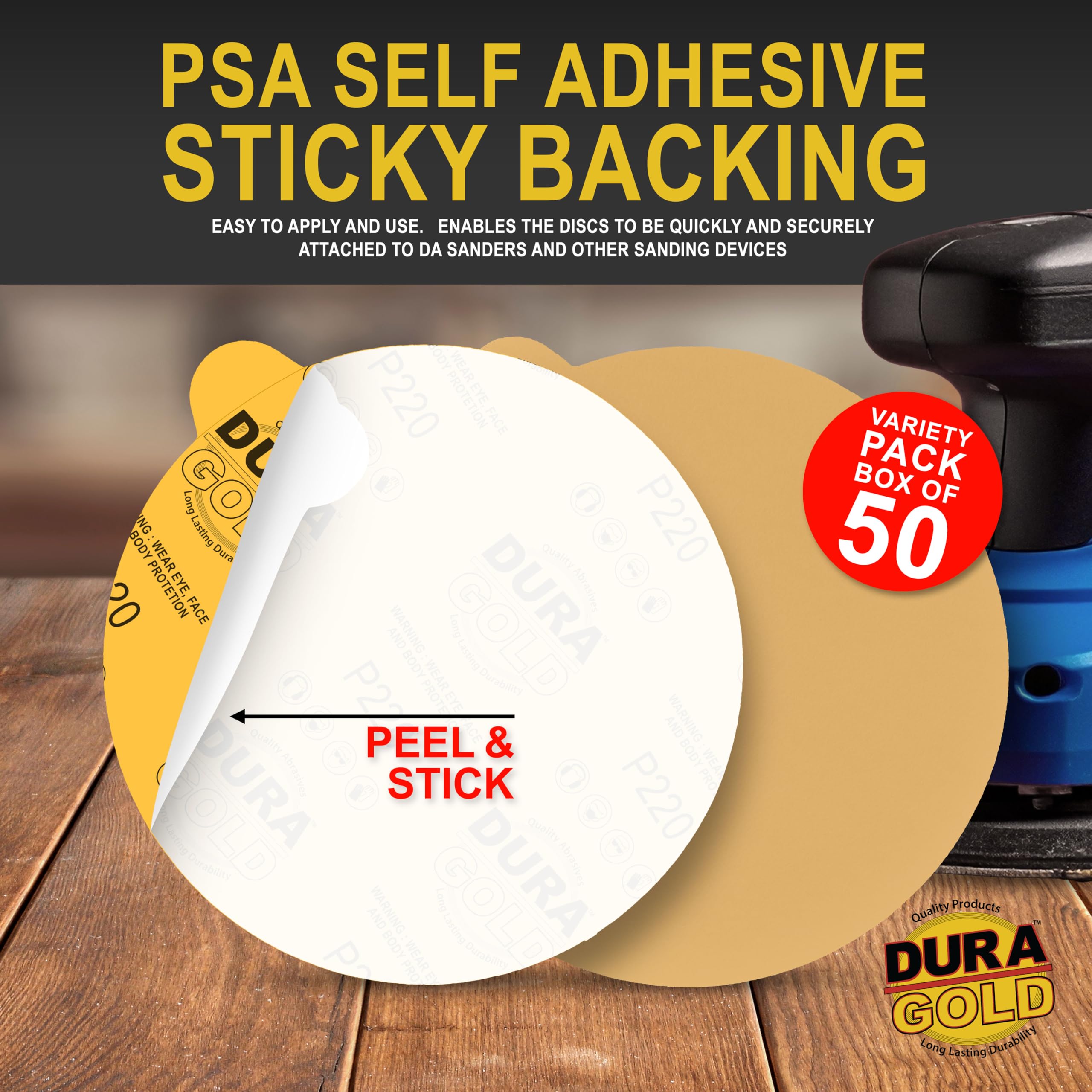 Dura-Gold 6in 220-grit disc for fine sanding and prep