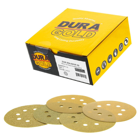 Dura-Gold 8-hole dustless pattern for cleaner sanding results.