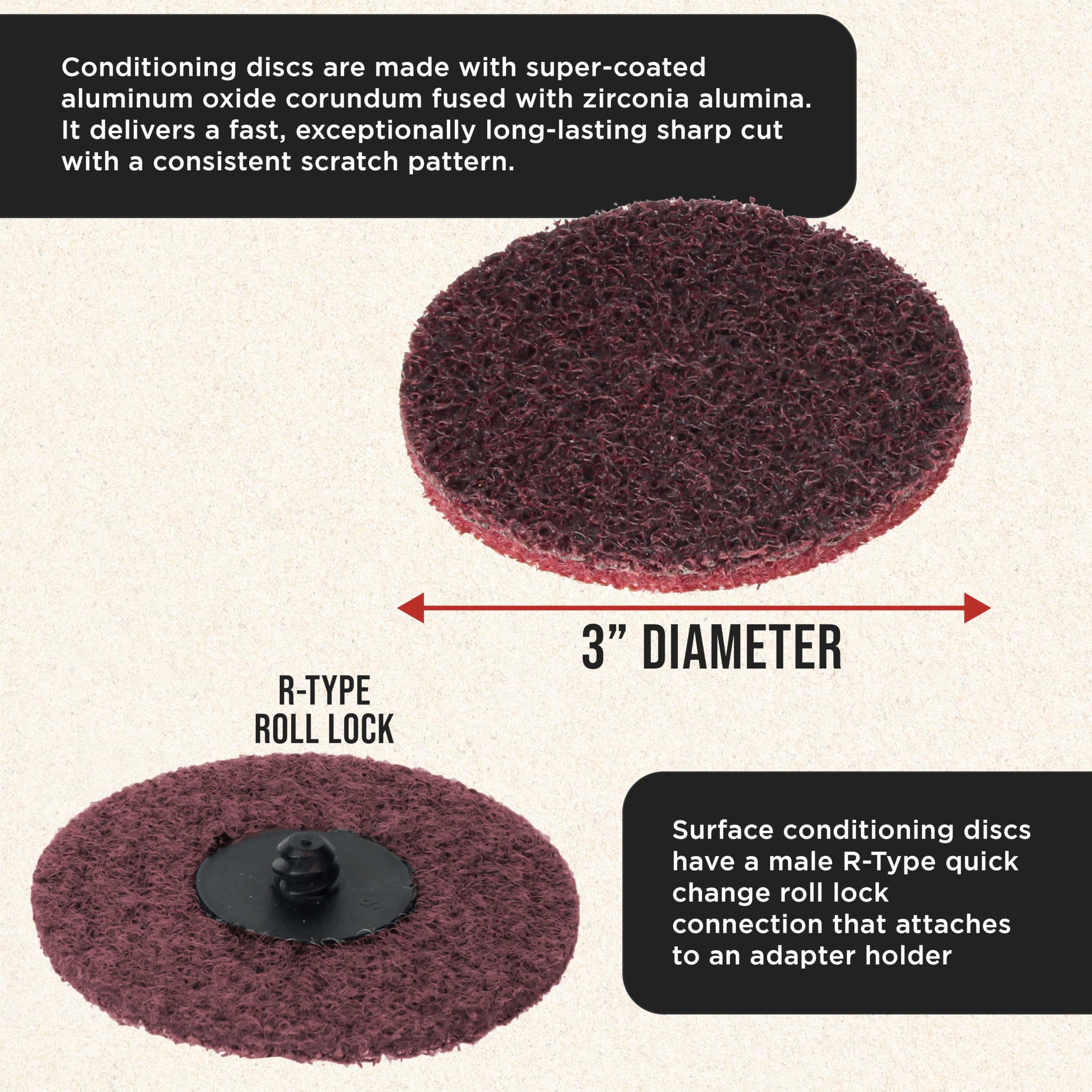 Dura-Gold roll-lock disc pad compatibility supports steady, secure sanding workflow.