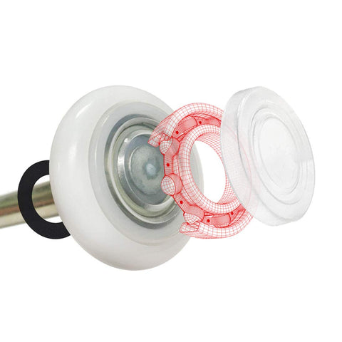 DURA-LIFT Ultra-Life Max roller closeup with quiet nylon wheel reduces noise.