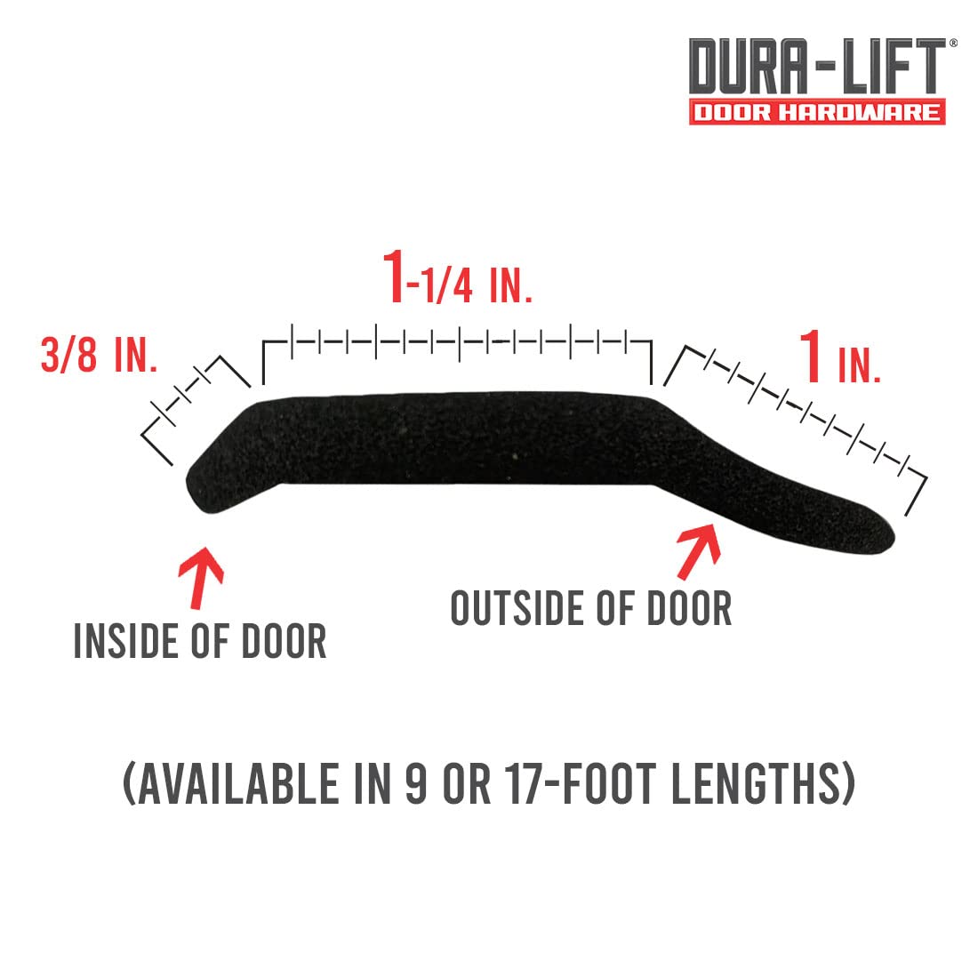 DURA-LIFT weatherproof seal reduces drafts and interior dust exposure