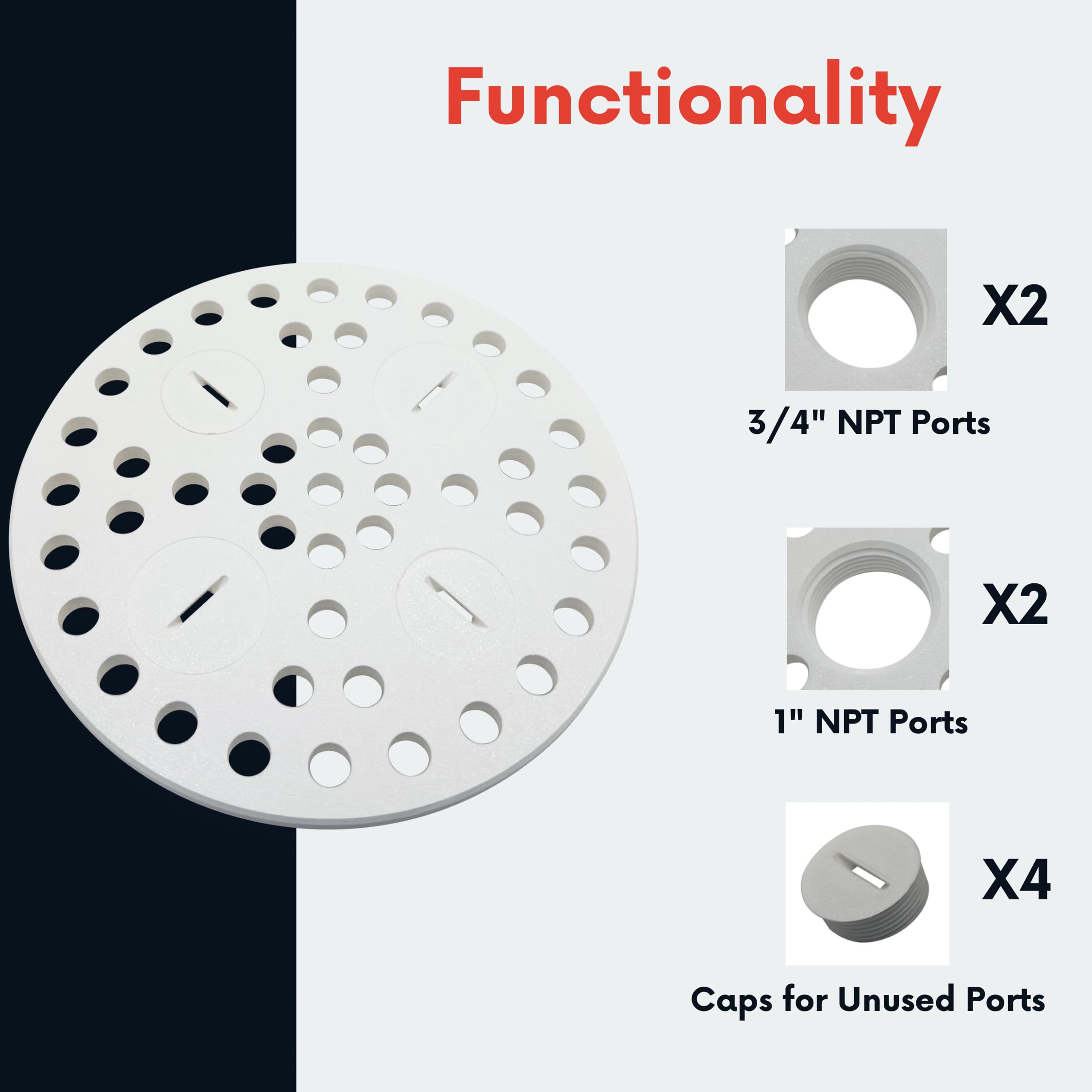 Durable plastic construction of the 6-5-inch drain cover resists rust.