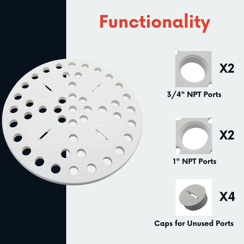 Durable plastic construction of the 6-5-inch drain cover resists rust.