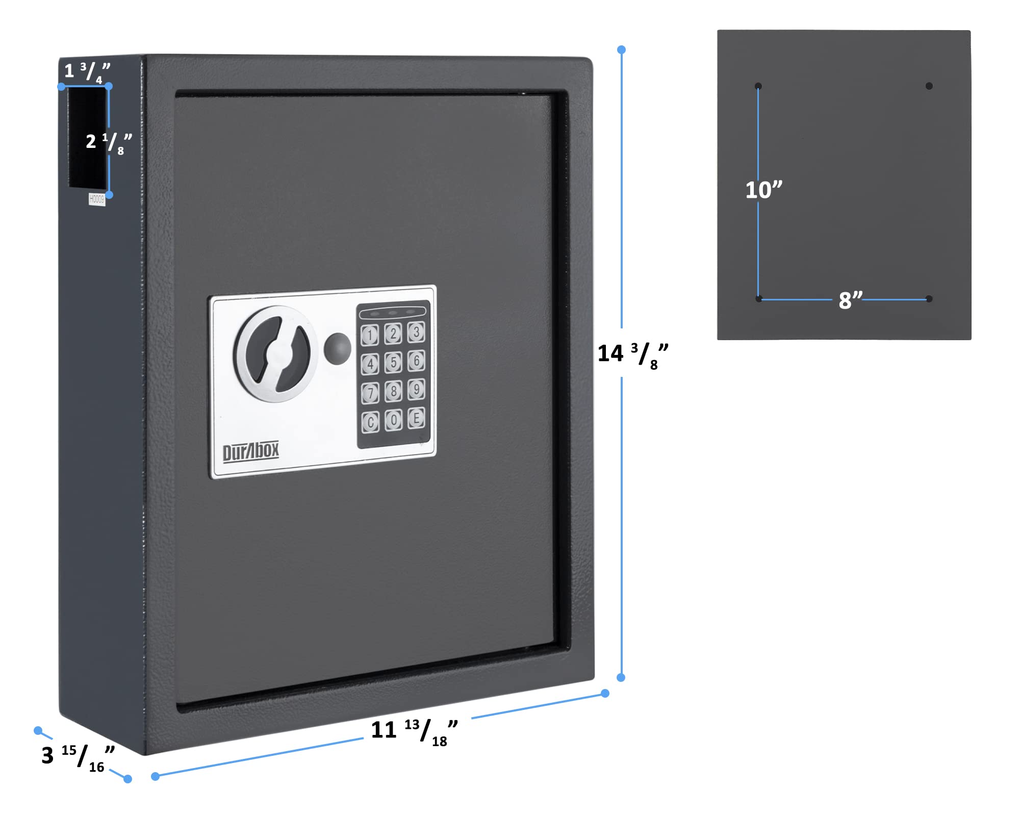 Durabox 16-gauge steel construction ensures durable key protection