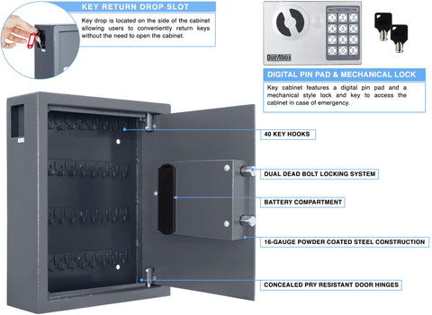 Durabox wall-mount key cabinet assembly showing sturdy installation