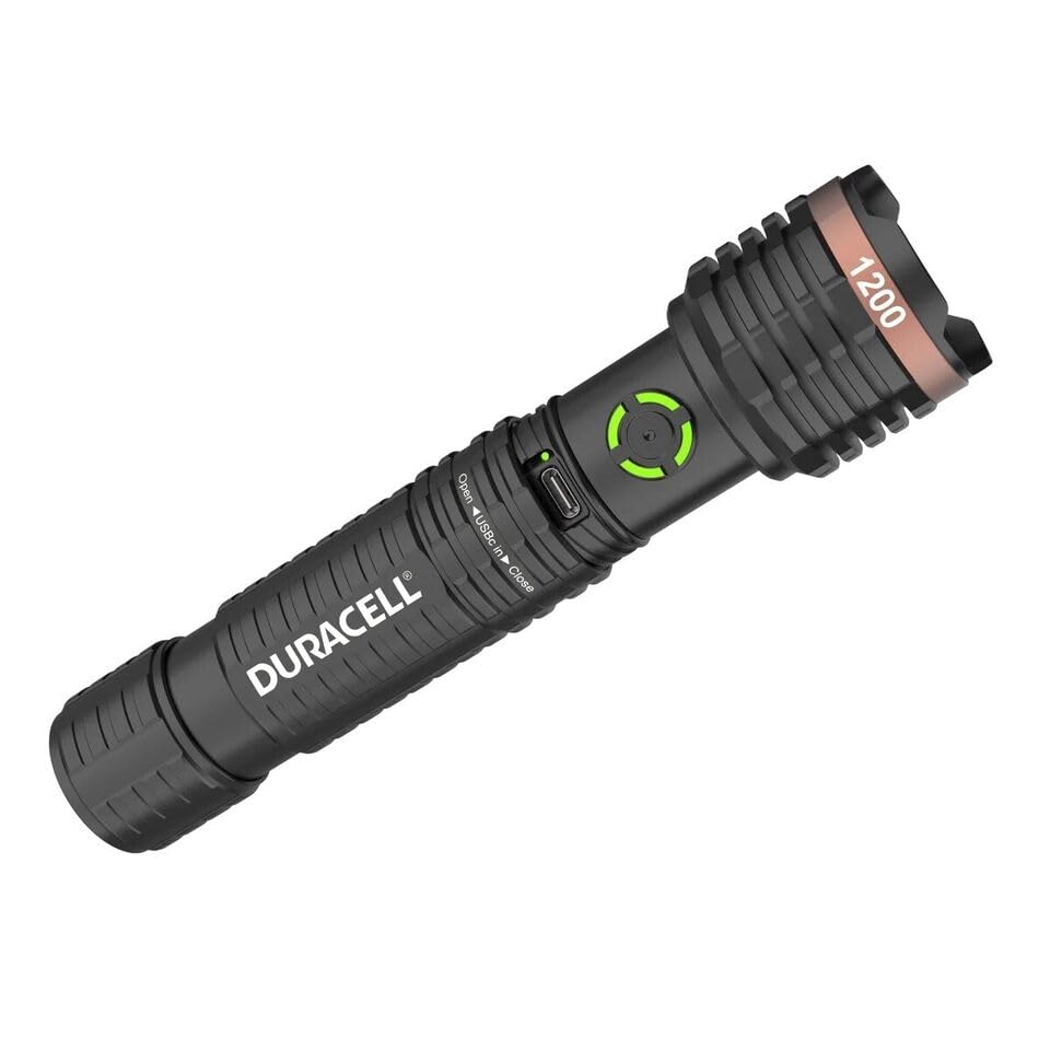 Compact, handheld design of Durabeam Ultra-Hybrid flashlight for easy carry.