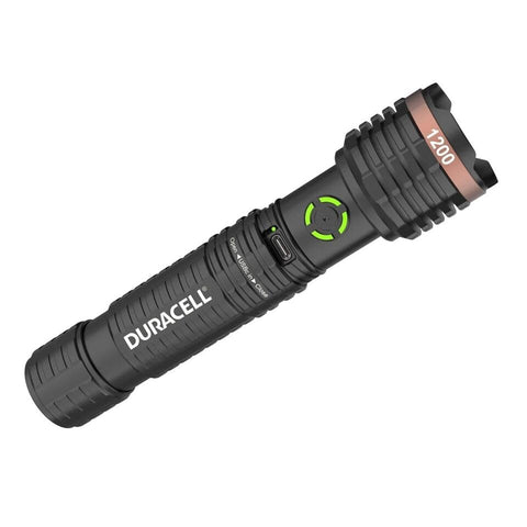 Compact, handheld design of Durabeam Ultra-Hybrid flashlight for easy carry.
