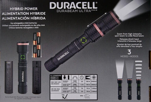 Duracell Durabeam Ultra-Hybrid shows battery indicator for easy life tracking.