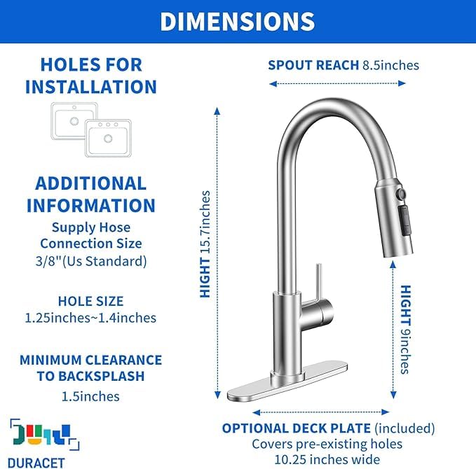 Duracet brushed nickel finish complements modern kitchen aesthetics