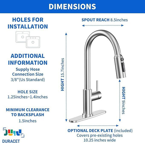 Duracet brushed nickel finish complements modern kitchen aesthetics
