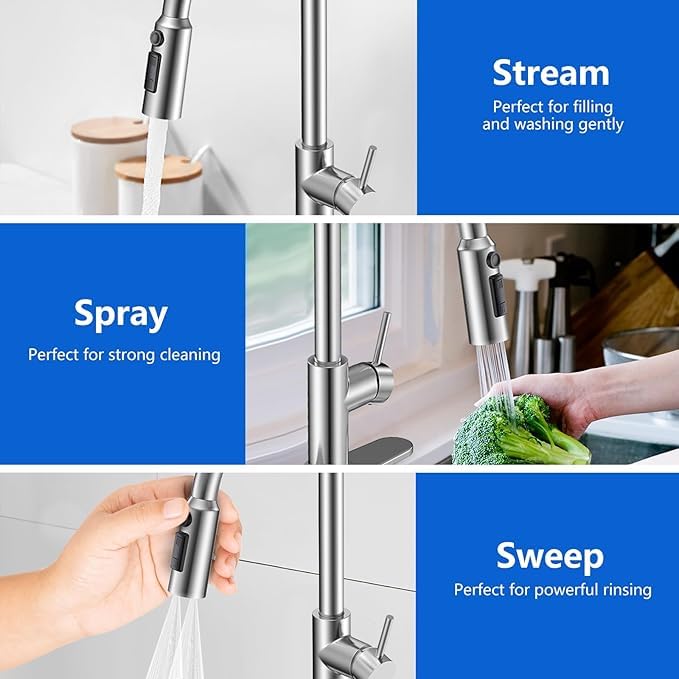Duracet high-arc faucet with 360-degree rotation demonstrating full reach