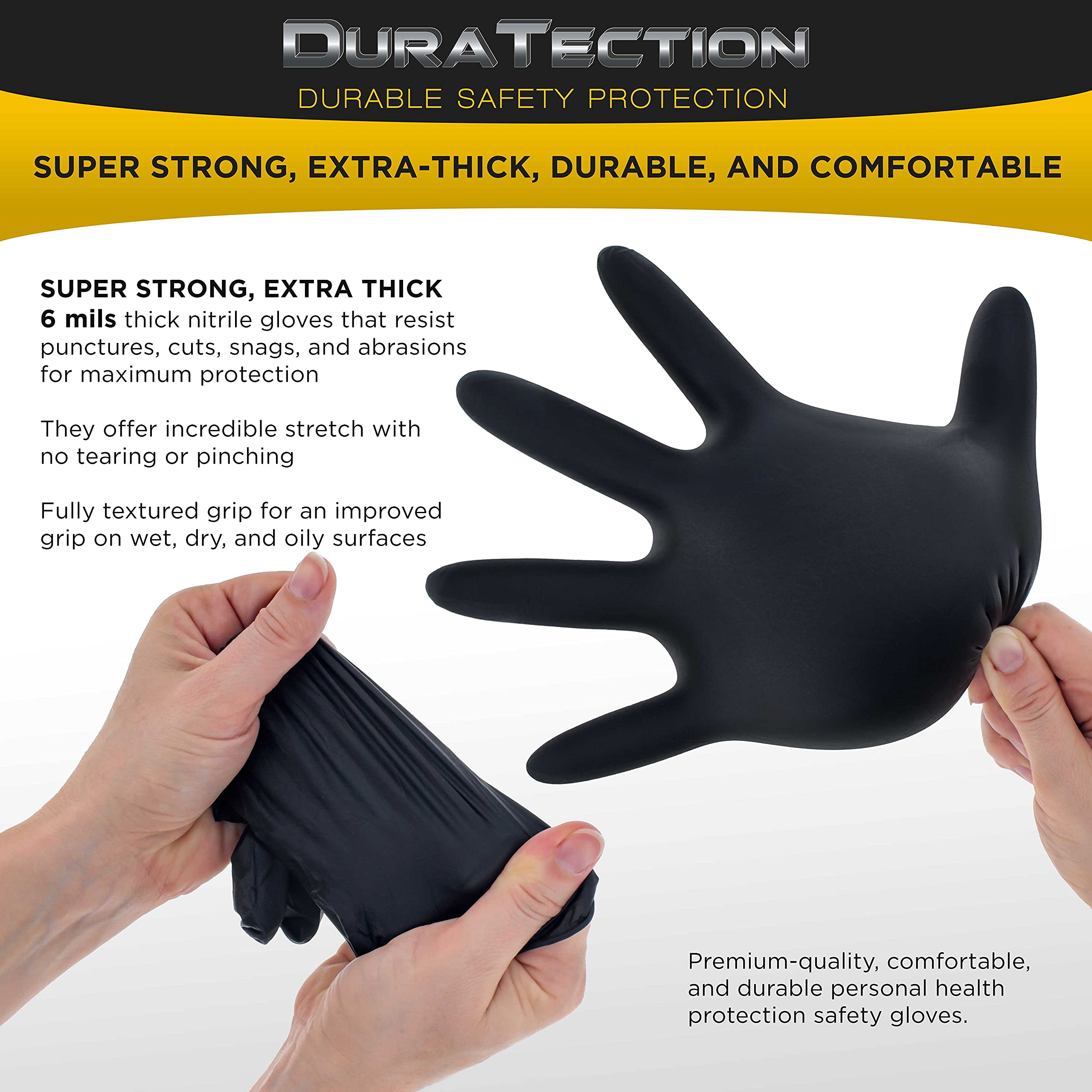 Dura-Gold HD black nitrile gloves suitable for food service use