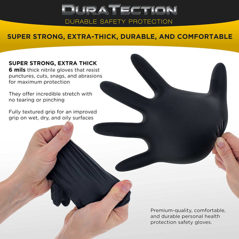 Dura-Gold HD black nitrile gloves suitable for food service use
