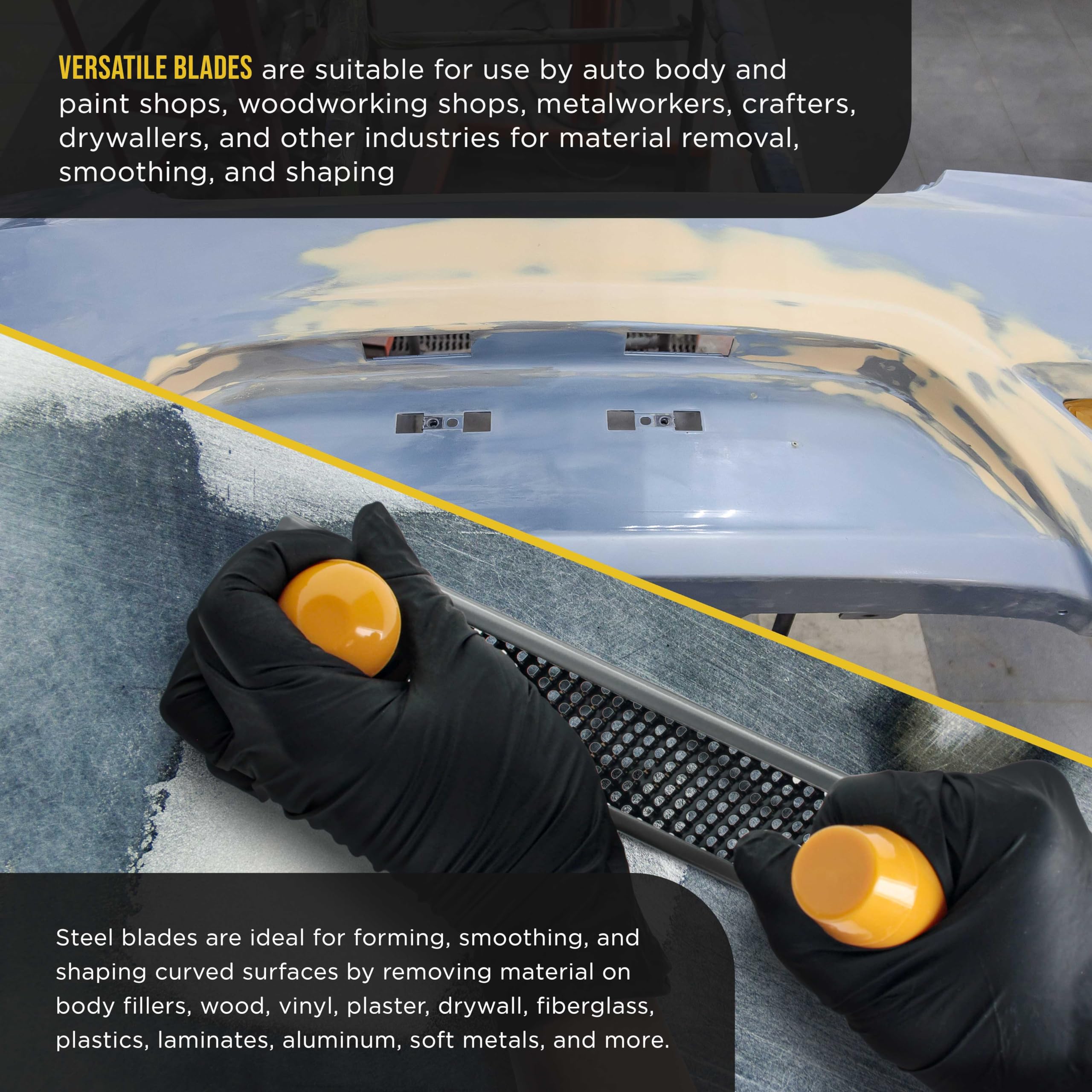 Dura-Gold wood and fiberglass smoothing blade for quick material removal