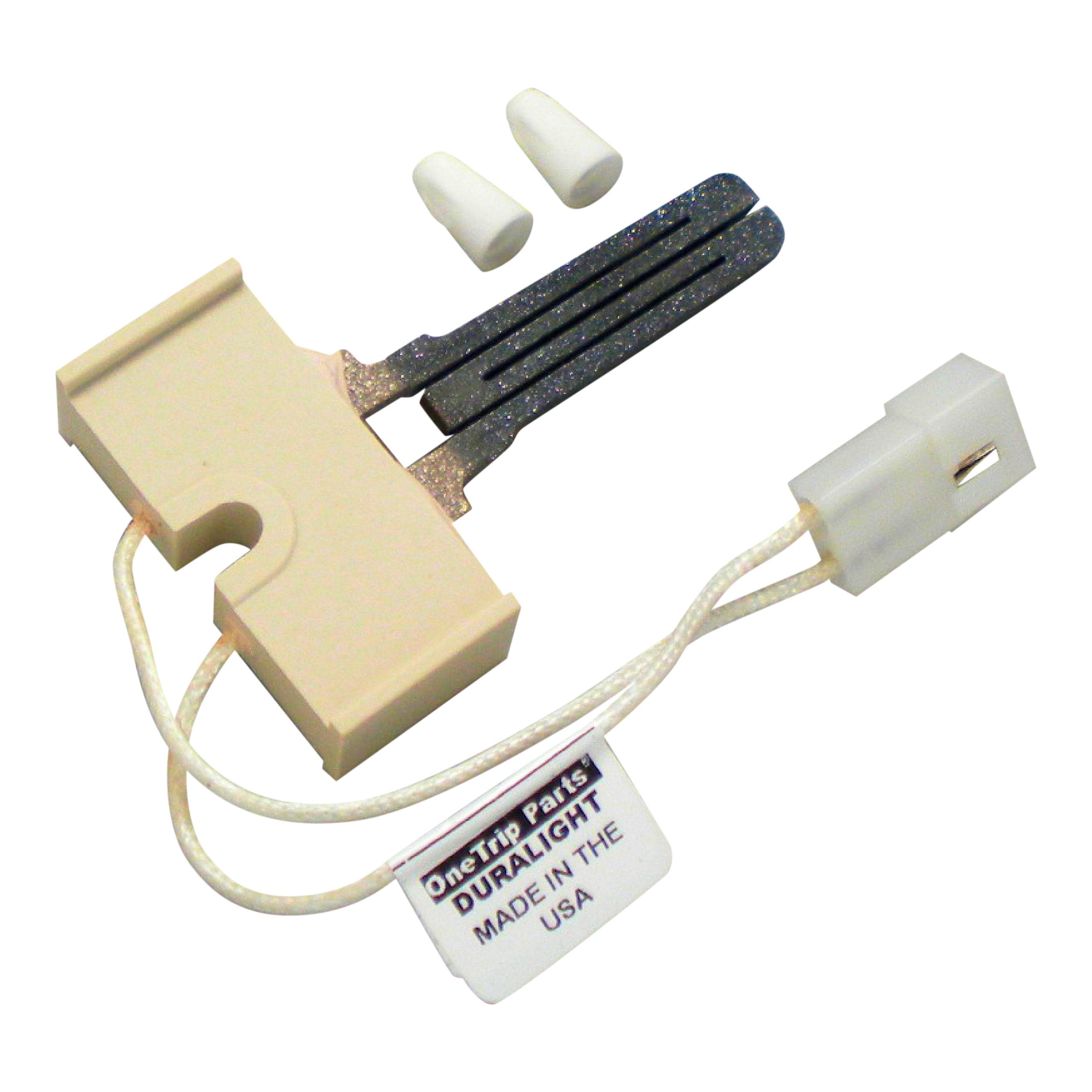 DURALIGHT LH33ZS004 hot surface ignitor close-up ensures reliable furnace ignition.