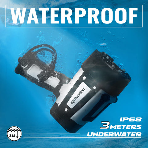 Durapower spotlight beam reaches 1400 ft for long-range visibility.