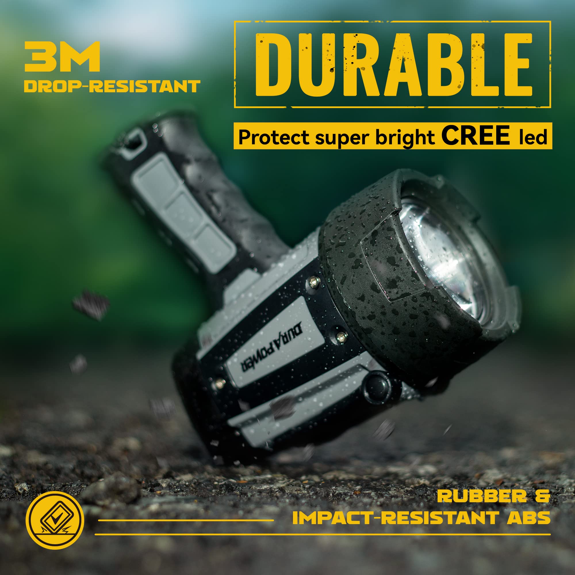Durapower fold-out stand enables hands-free operation.