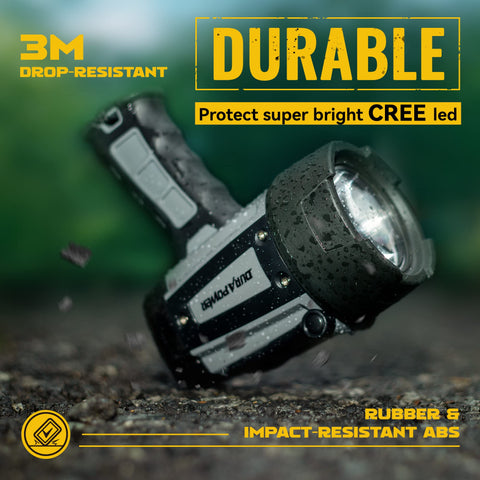 Durapower fold-out stand enables hands-free operation.