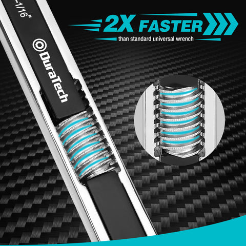 DURATECH 10-inch universal wrench covers larger SAE and metric sizes.