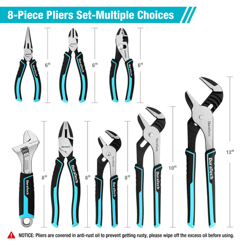 DURATECH 10-inch groove joint plier for secure work on nuts and bolts.