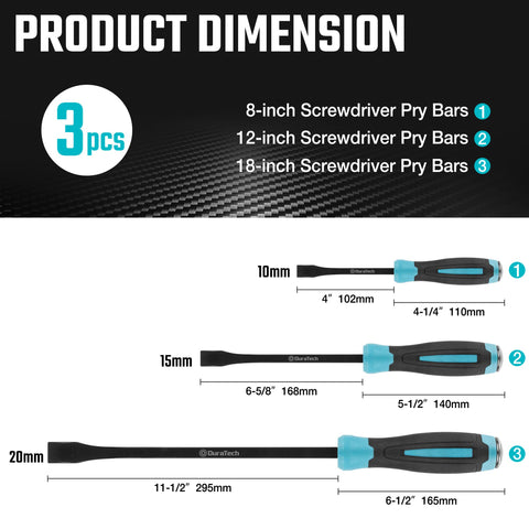 DURATECH 12-inch pry bar angled tip for increased prying power.
