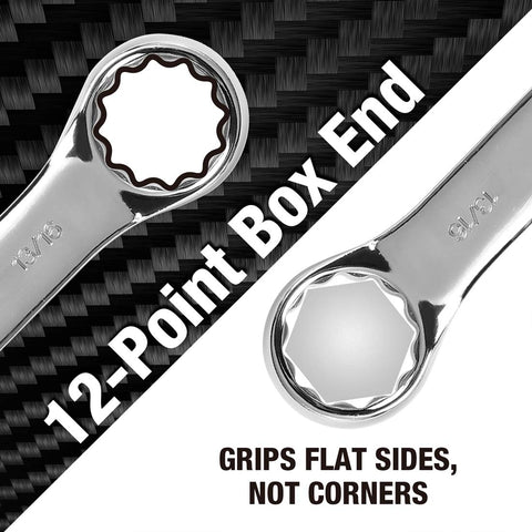 DURATECH 12-point box end delivers precise grip and clearance.