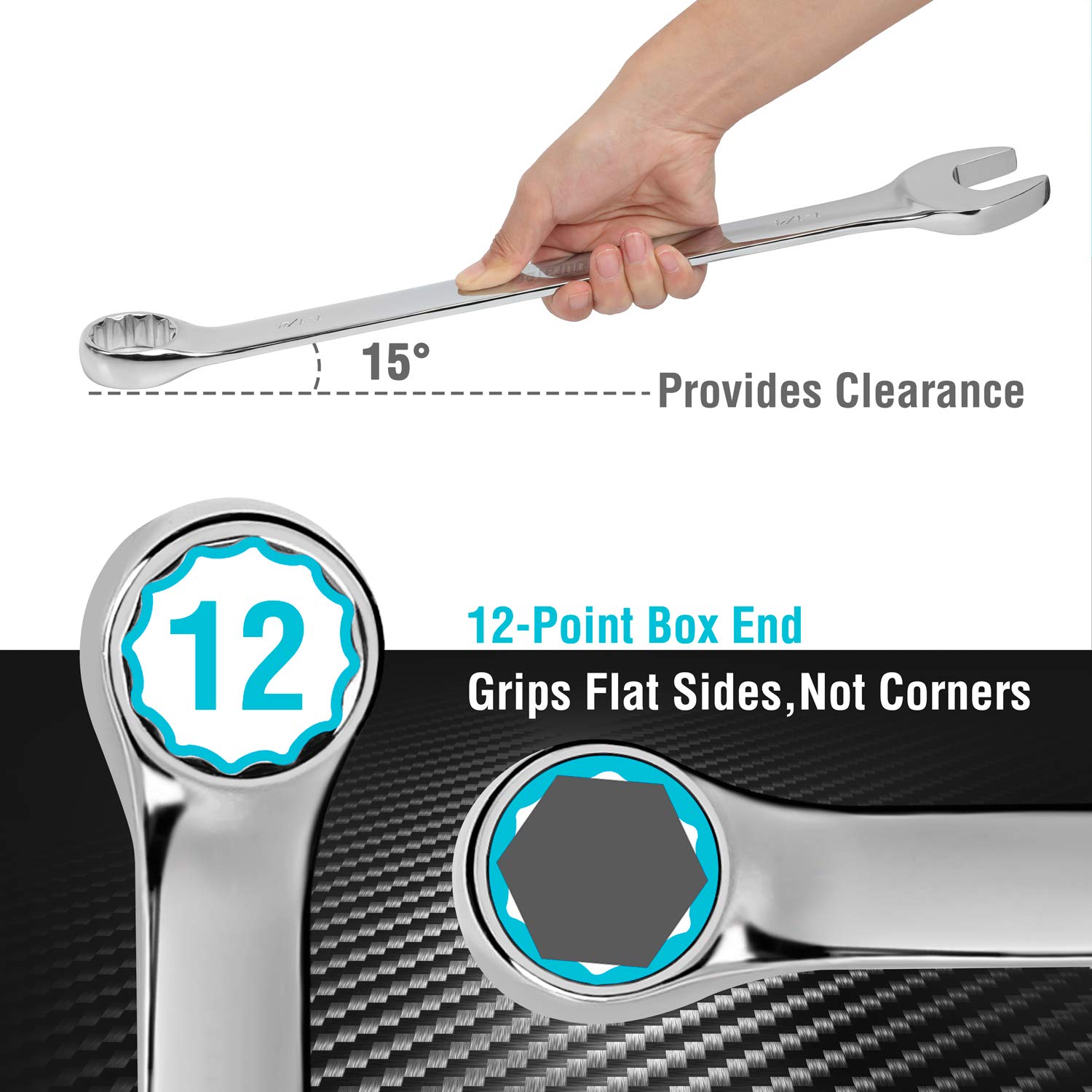 DURATECH 12-point box-end with offset for improved clearance.