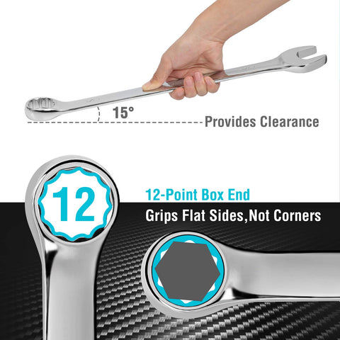 DURATECH 12-point box-end with offset for improved clearance.