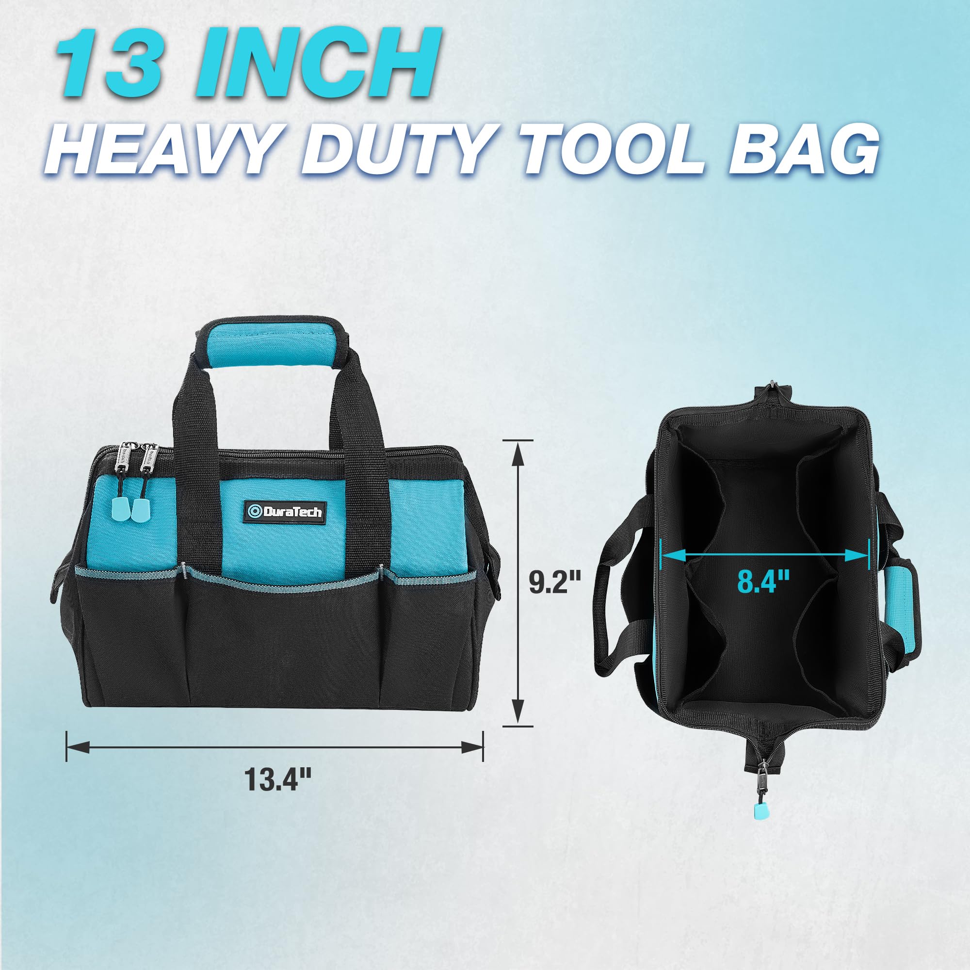 DURATECH tool bag exterior pockets arranged for quick access.