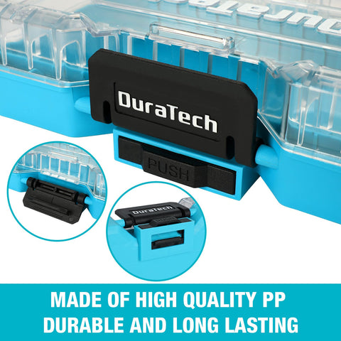 DuraTech 14-compartment layout fits screws, nuts, bolts, and bits.