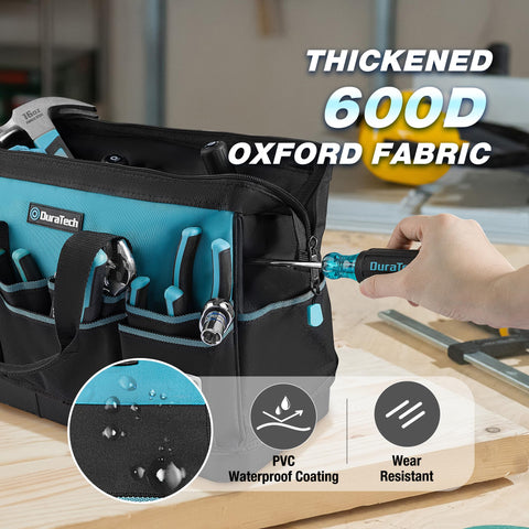 DURATECH rugged 600D polyester fabric highlighted for durability.