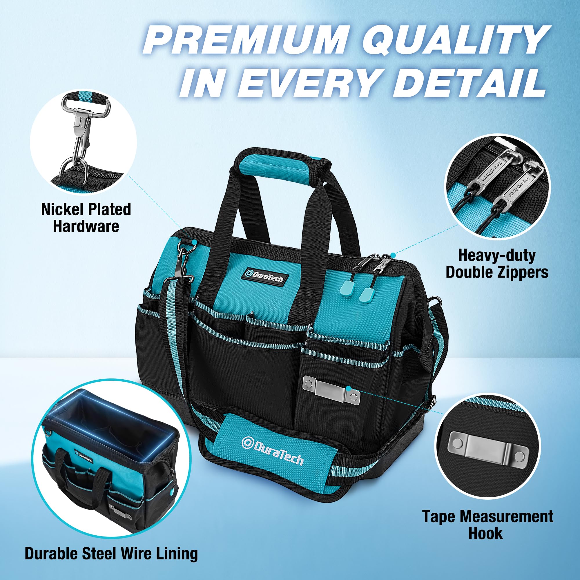DURATECH dual carrying options with padded handle and shoulder strap.