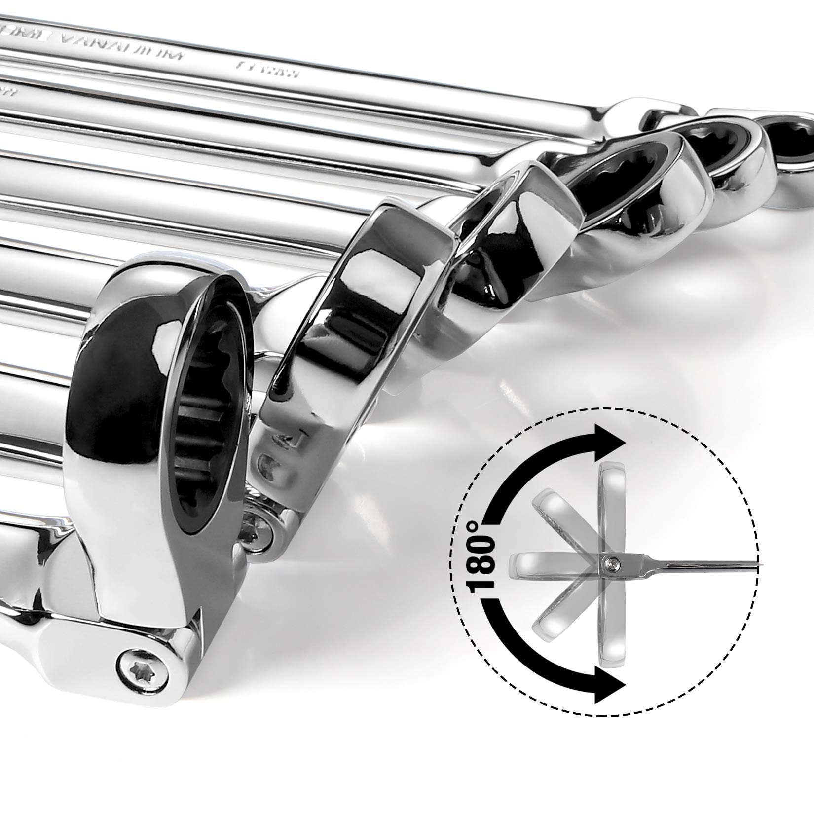 DURATECH 180-degree rotating flex heads offer angle versatility for obstructions.