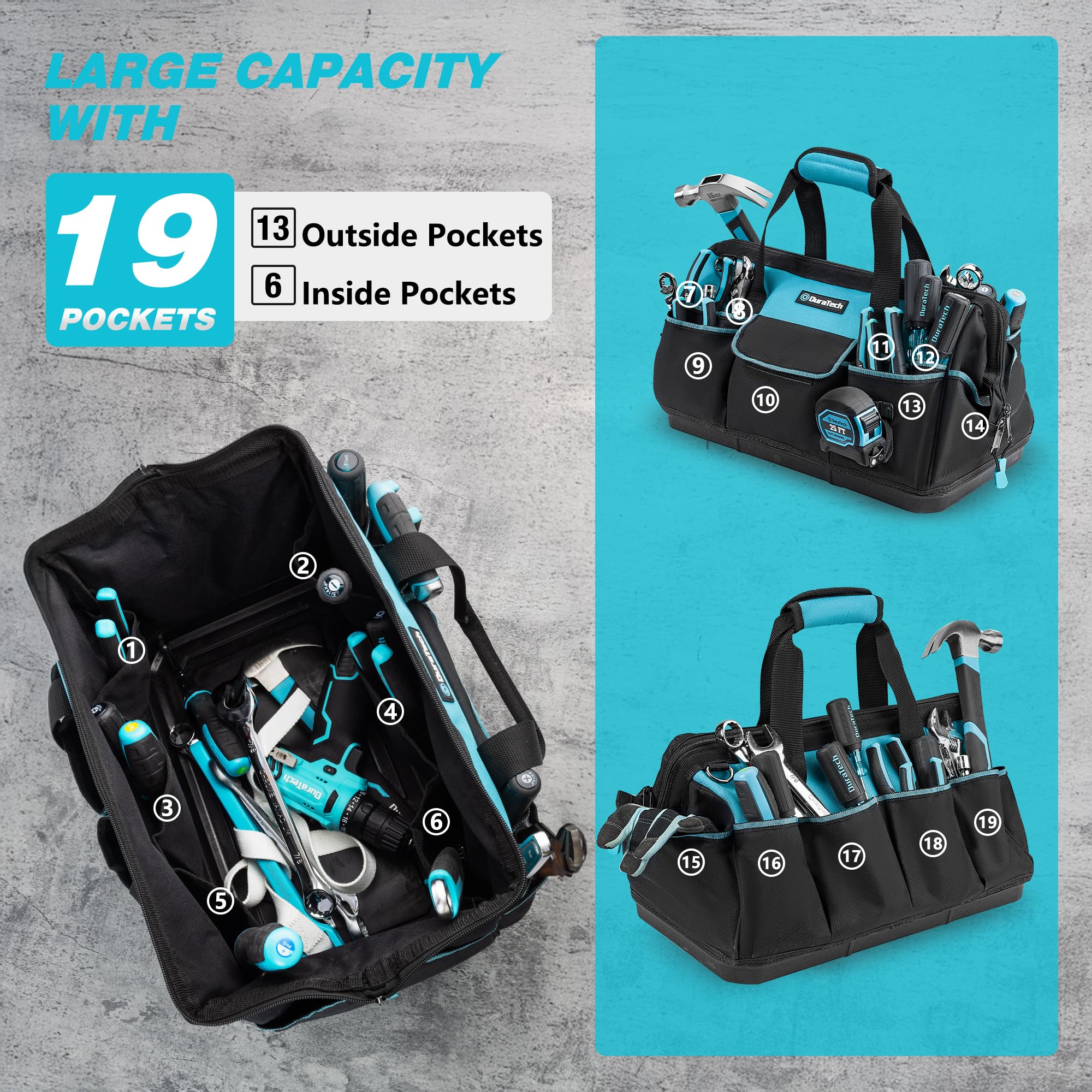 DURATECH padded leather shoulder strap reduces fatigue during long shifts.